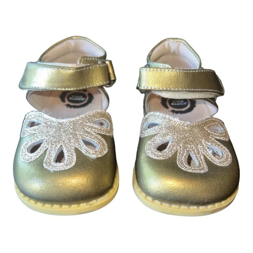 ▶️ Livie & Luca ◀️ Toddler / baby girls  Gold shoes with Capelli New York ballet
